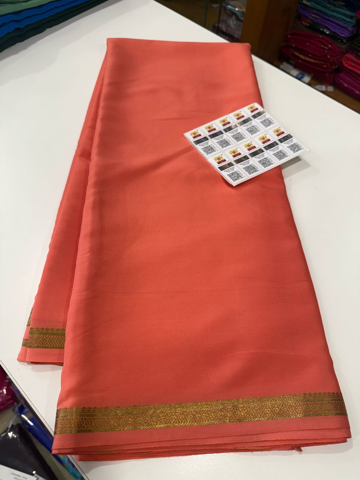 Pure Mysore Silk Plain Saree with Contrast Border