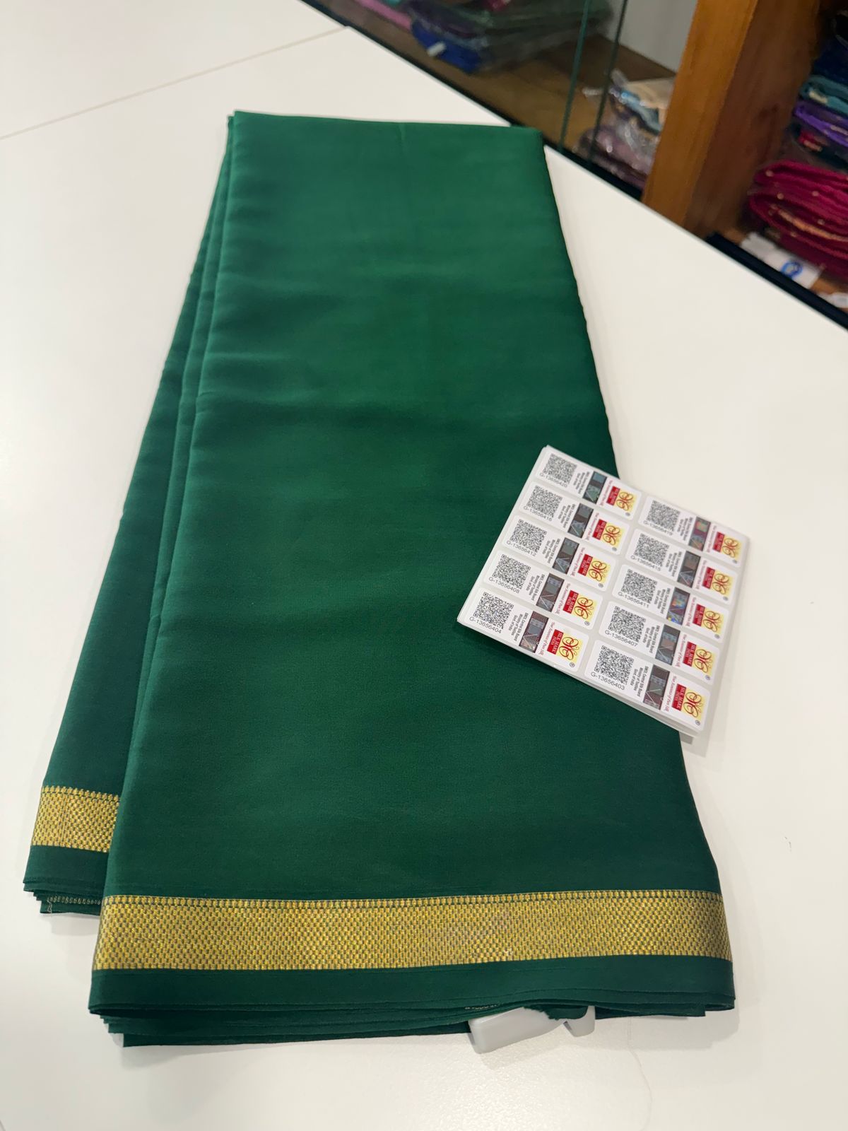 Pure Mysore Silk Plain Saree with Contrast Border