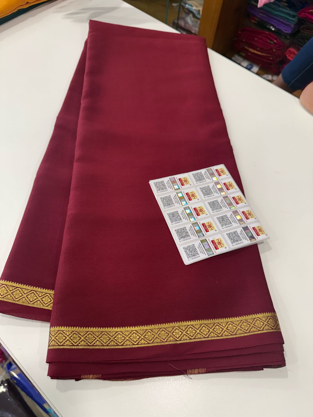 Pure Mysore Silk Plain Saree with Contrast Border