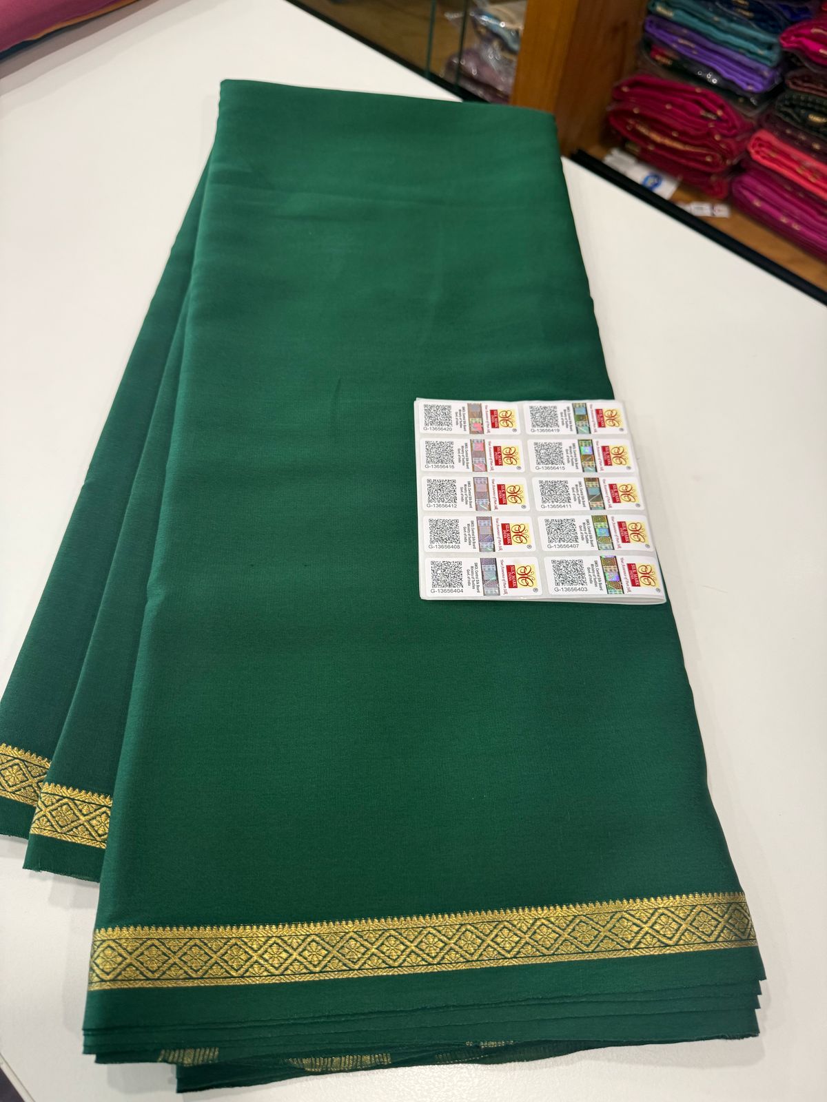 Pure Mysore Silk Plain Saree with Contrast Border