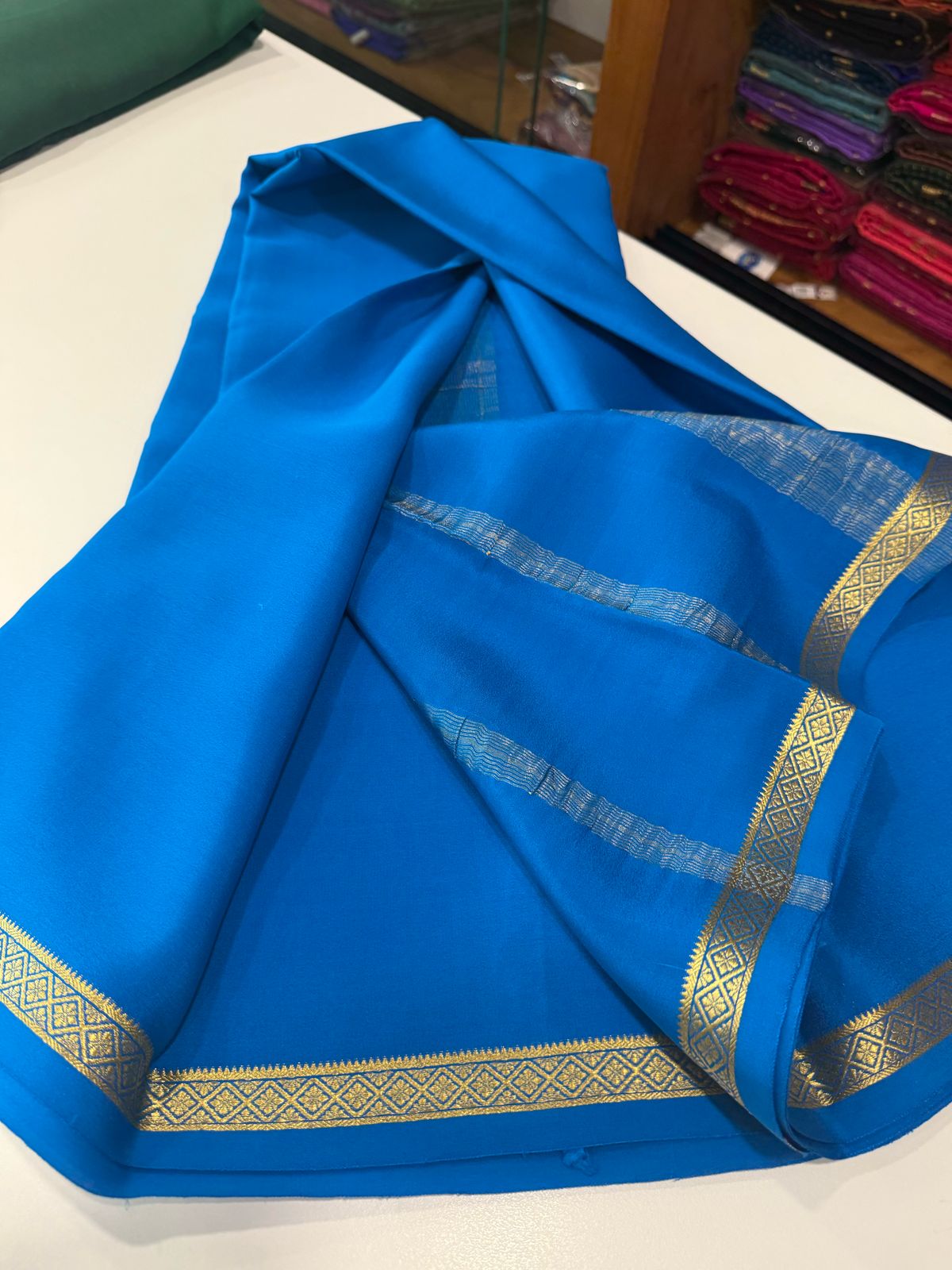 Pure Mysore Silk Plain Saree with Contrast Border