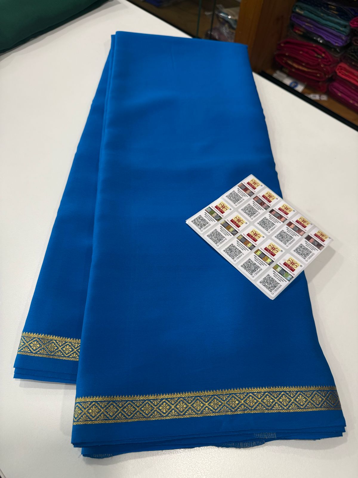 Pure Mysore Silk Plain Saree with Contrast Border