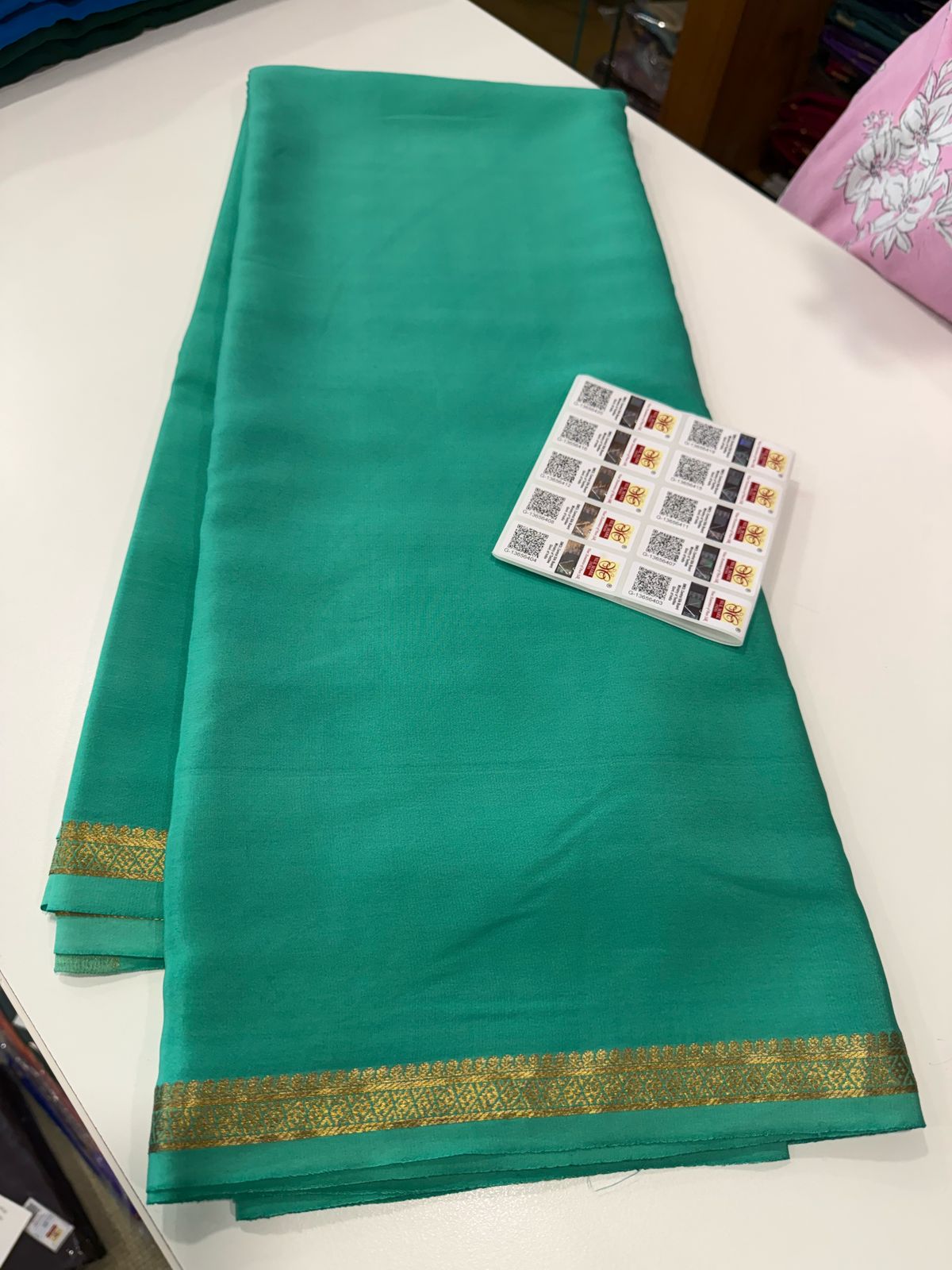 Pure Mysore Silk Plain Saree with Contrast Border