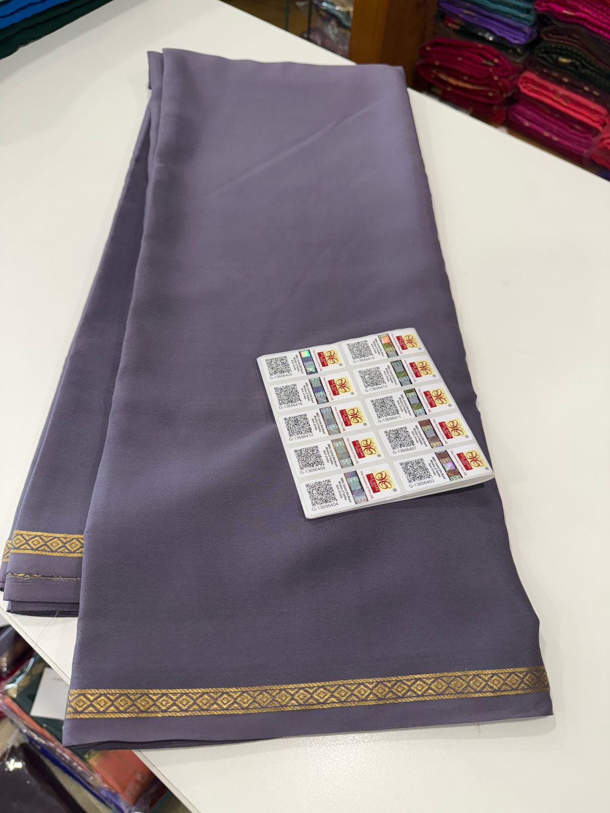 Pure Mysore Silk Plain Saree with Contrast Border
