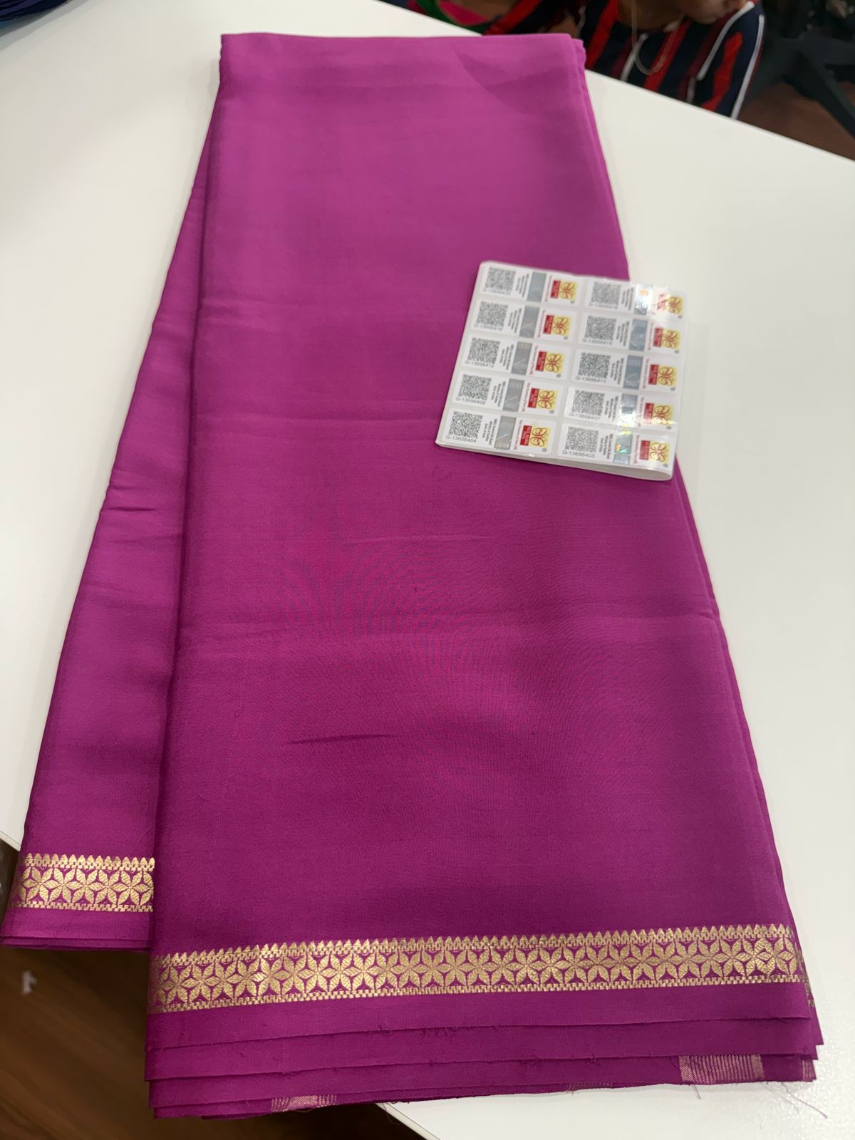 Pure Mysore Silk Plain Saree with Contrast Border