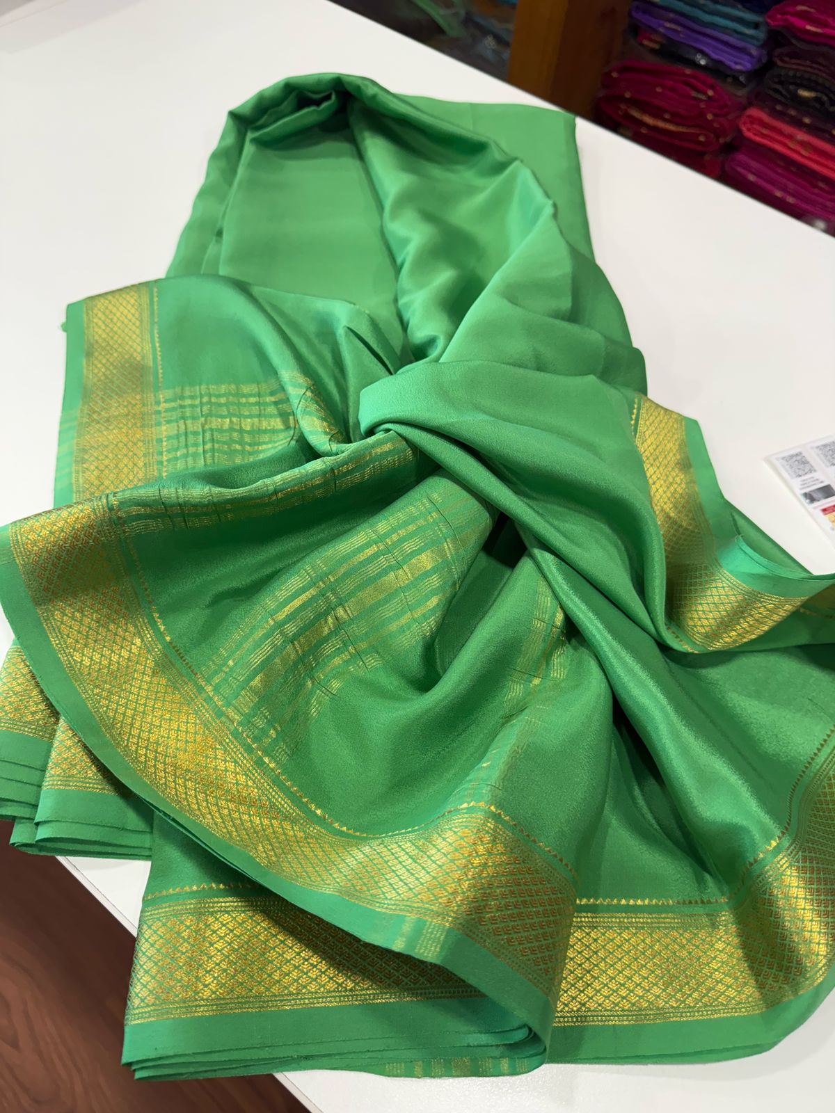 Pure Mysore Silk Plain Saree with Contrast Border