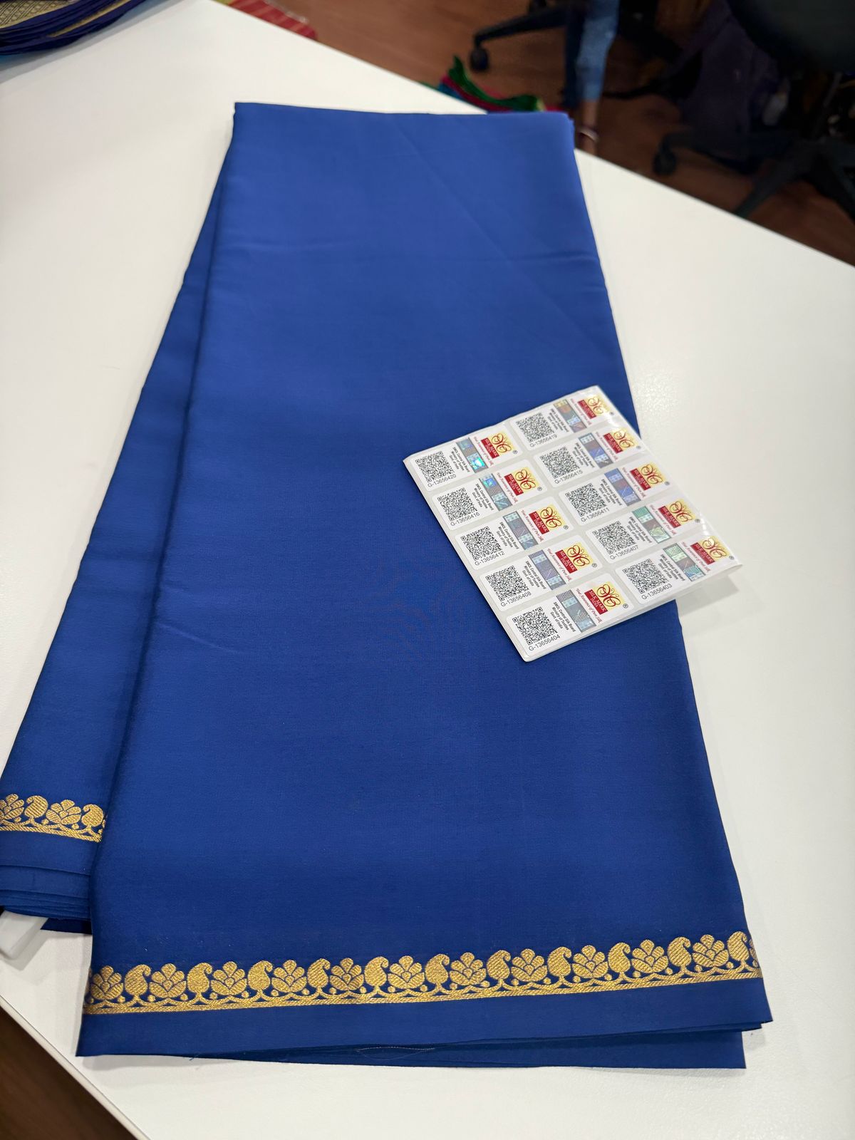 Pure Mysore Silk Plain Saree with Contrast Border