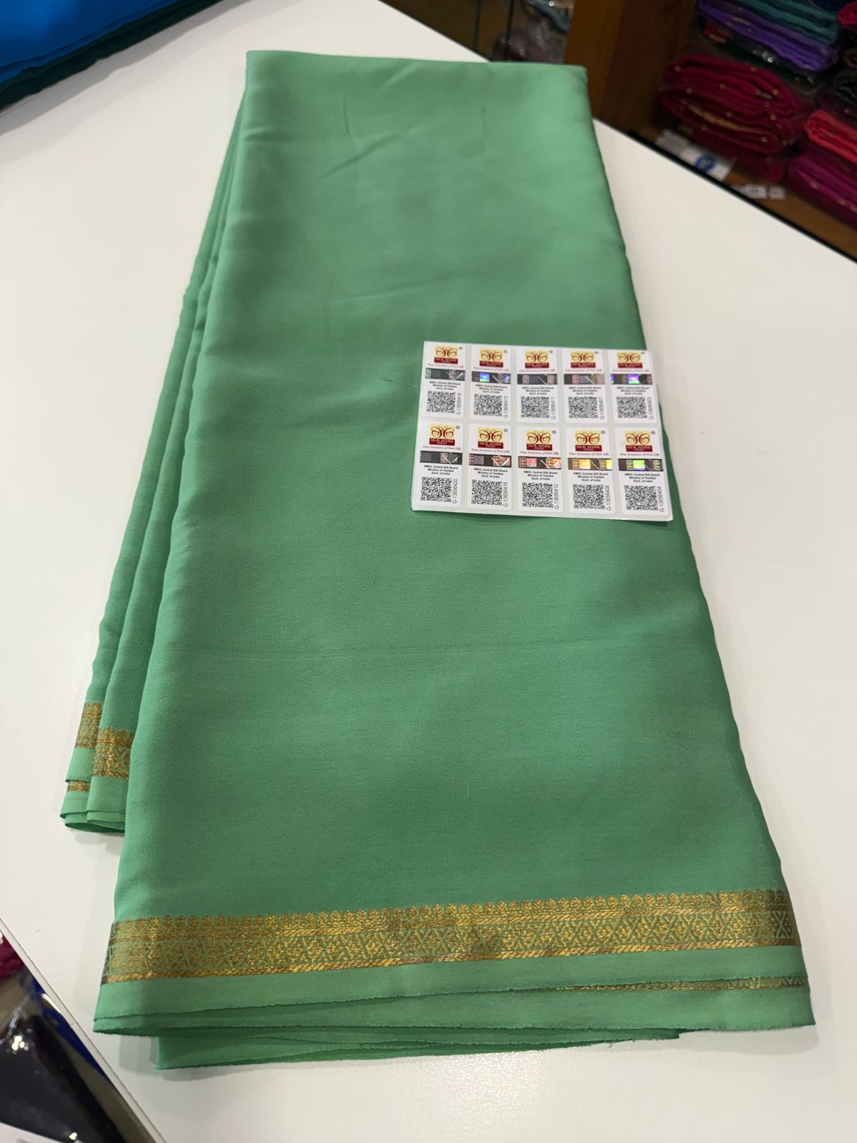 Pure Mysore Silk Plain Saree with Contrast Border