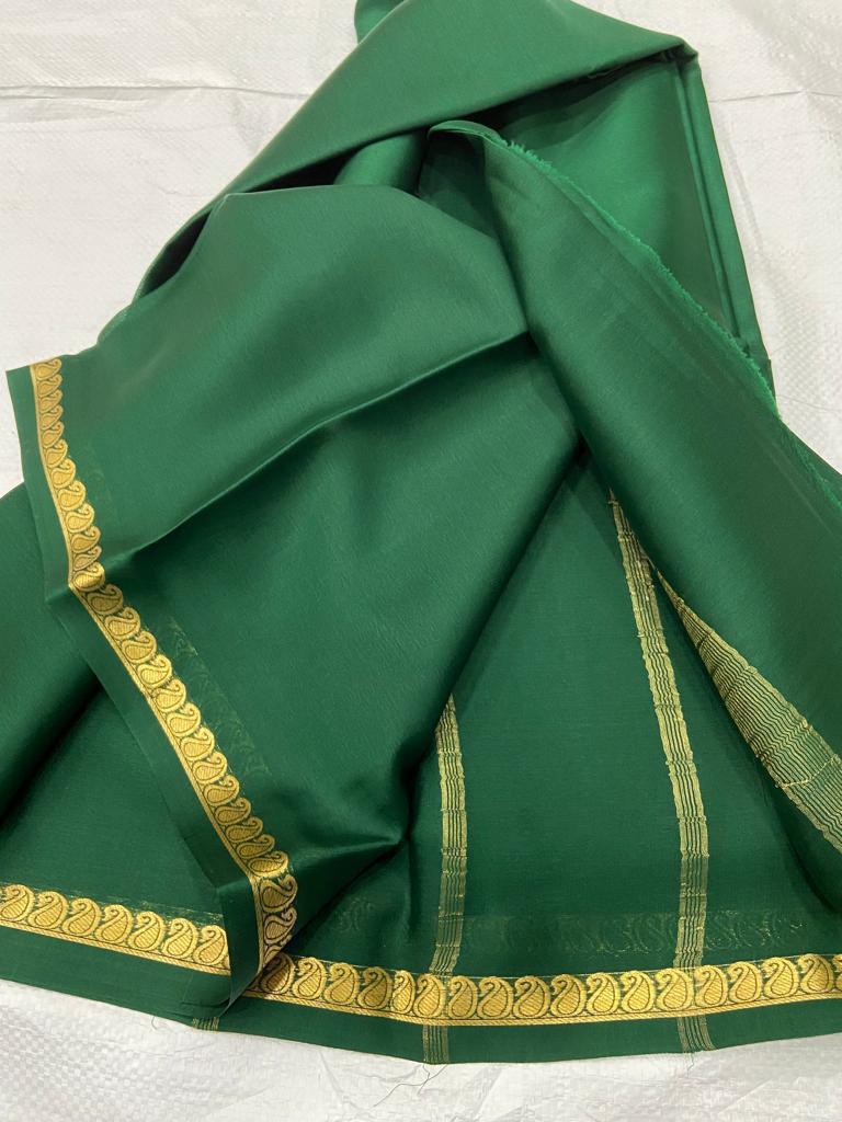 Pure mysore silk self color mango border saree