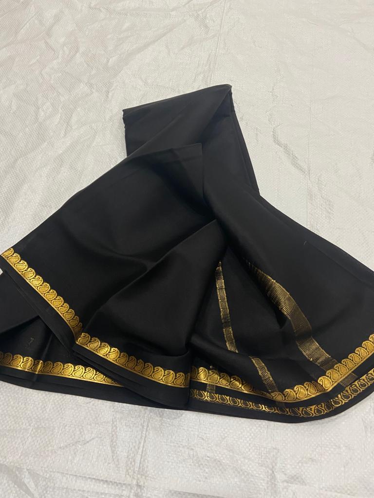 Pure mysore silk self color mango border saree