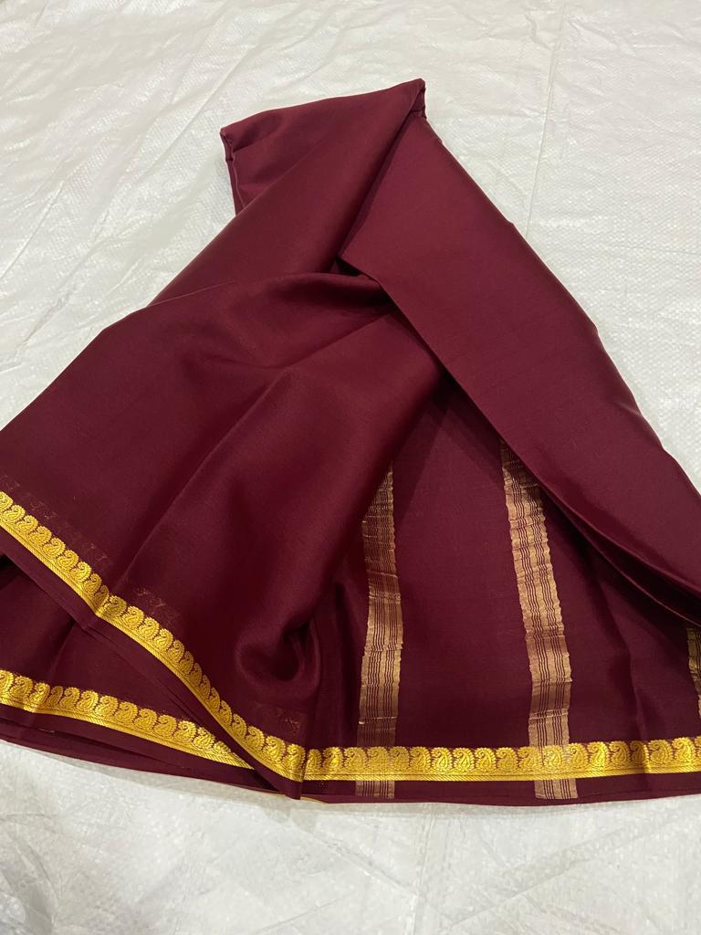 Pure mysore silk self color mango border saree
