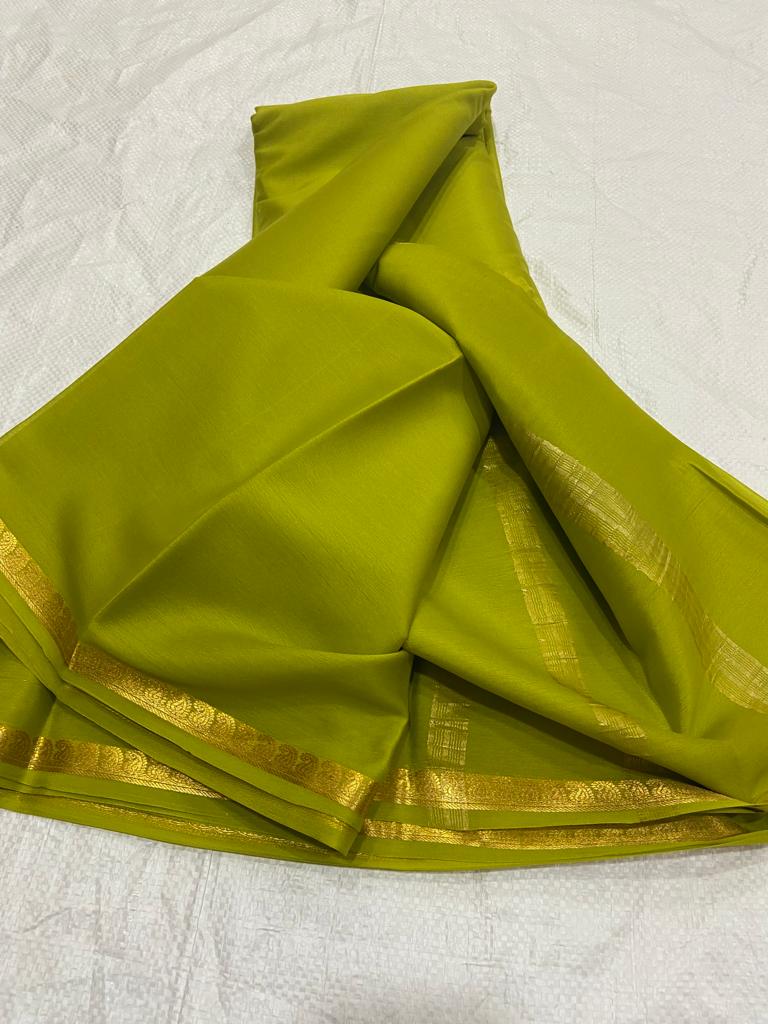 Pure mysore silk self color mango border saree