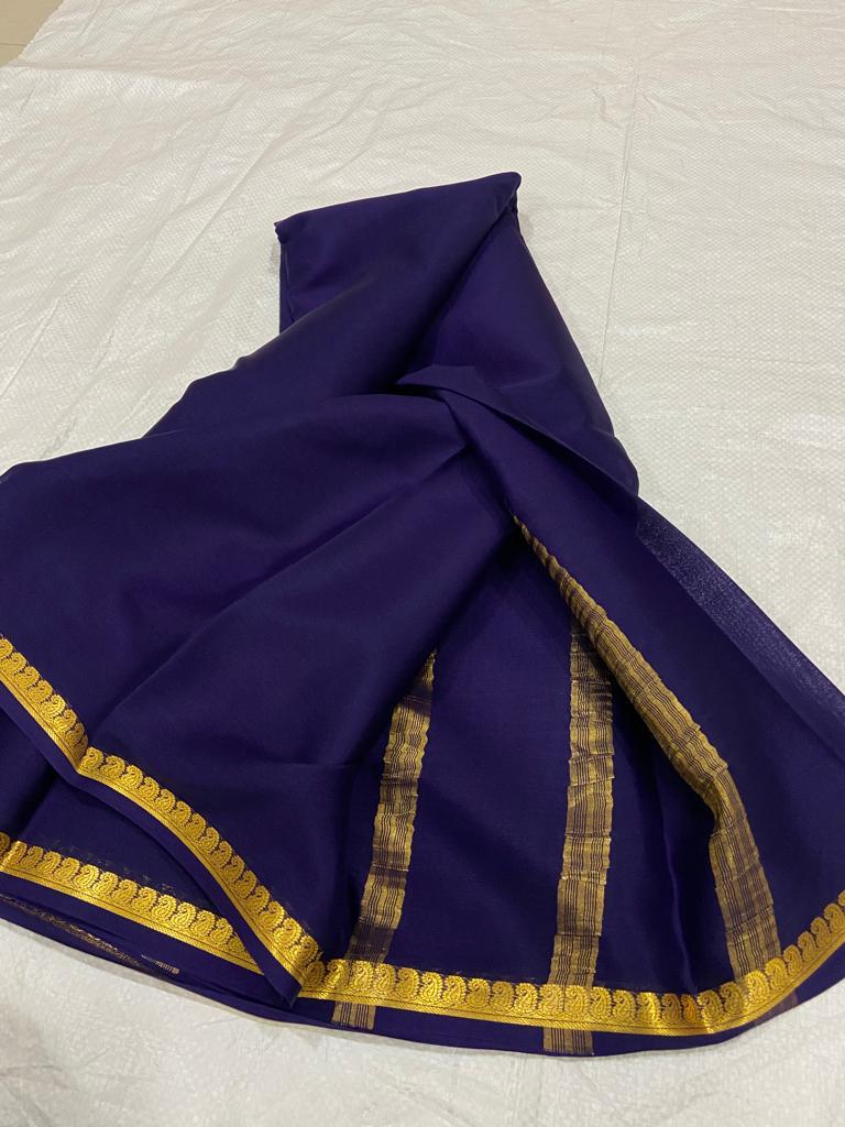 Pure mysore silk self color mango border saree