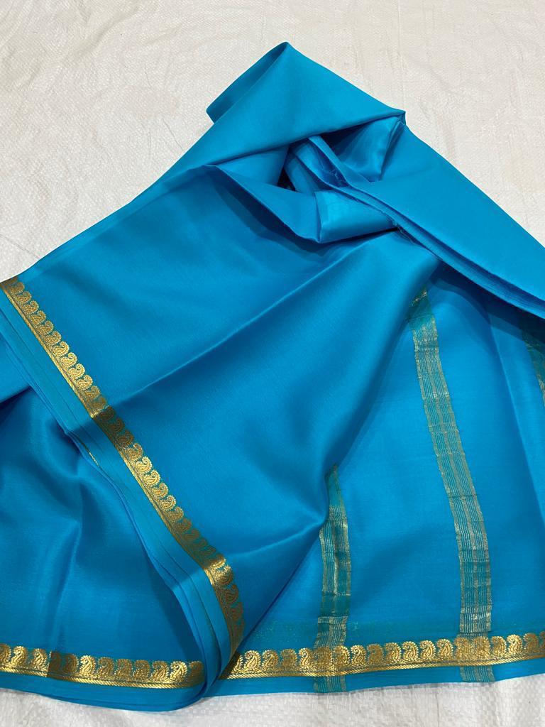 Pure mysore silk self color mango border saree