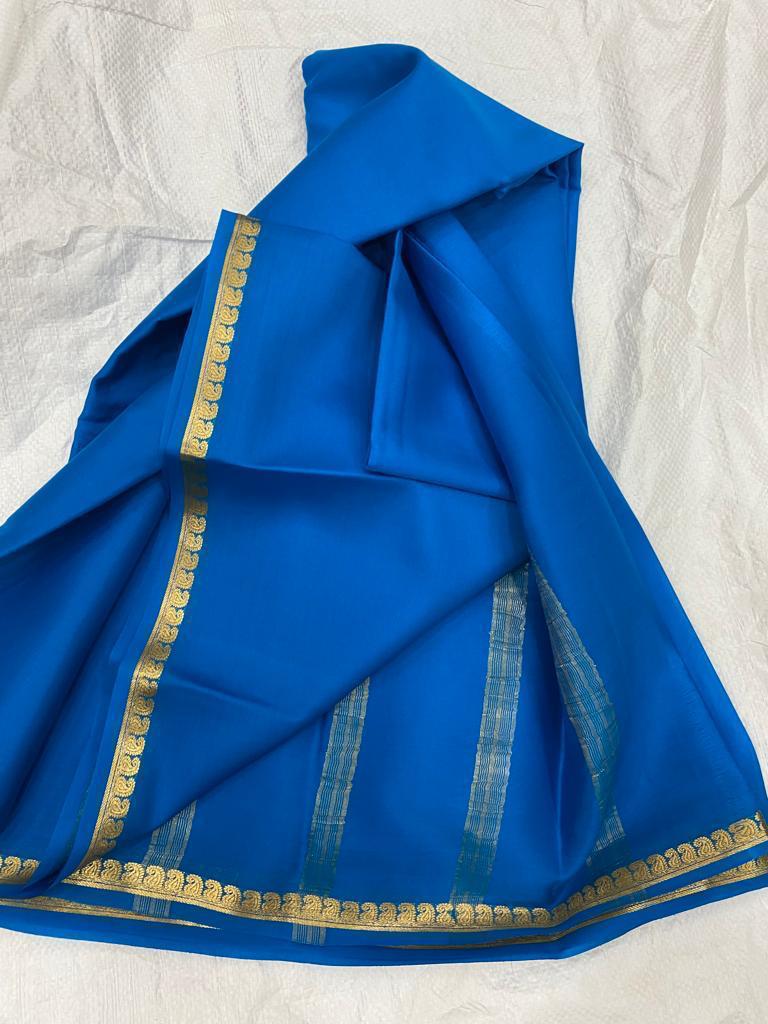 Pure mysore silk self color mango border saree