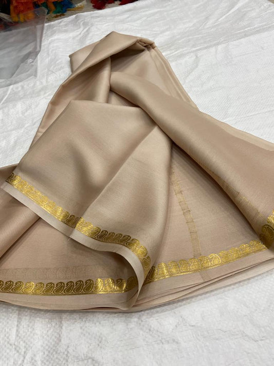 Pure mysore silk self color mango border saree