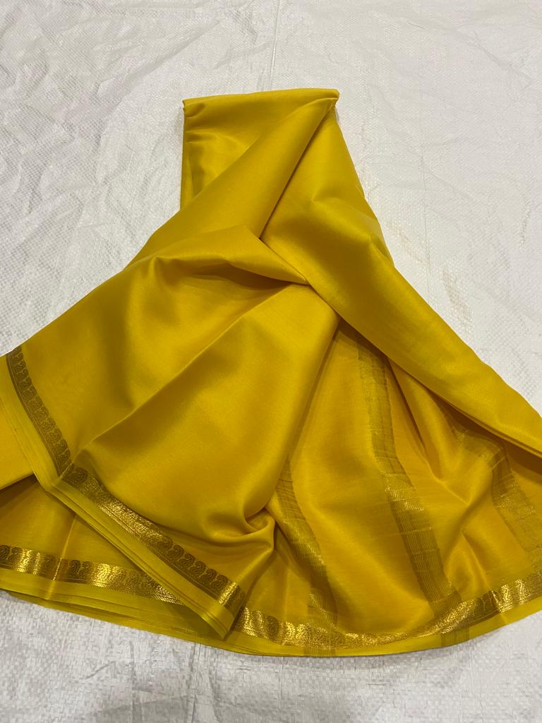 Pure mysore silk self color mango border saree