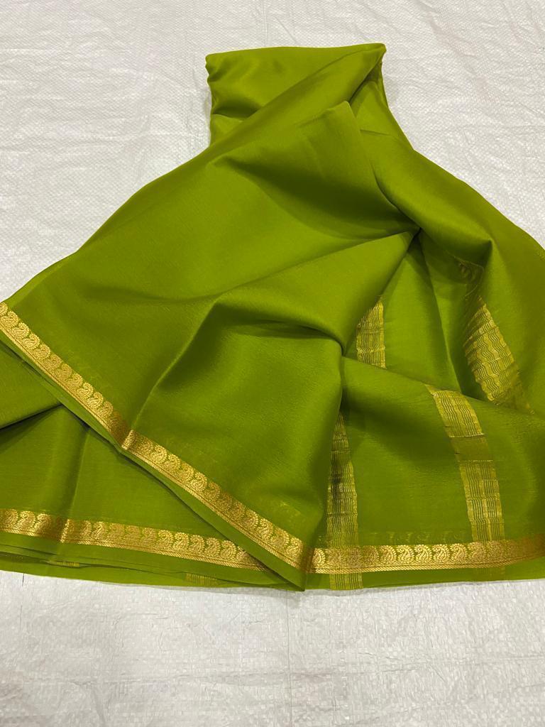 Pure mysore silk self color mango border saree