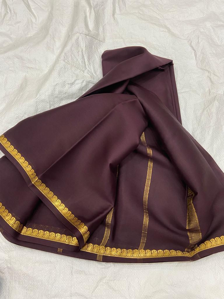 Pure mysore silk self color mango border saree