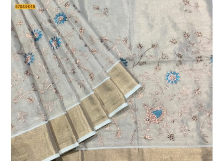 Rose gold tissue silk saree