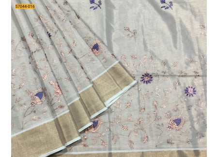 Rose gold tissue silk saree