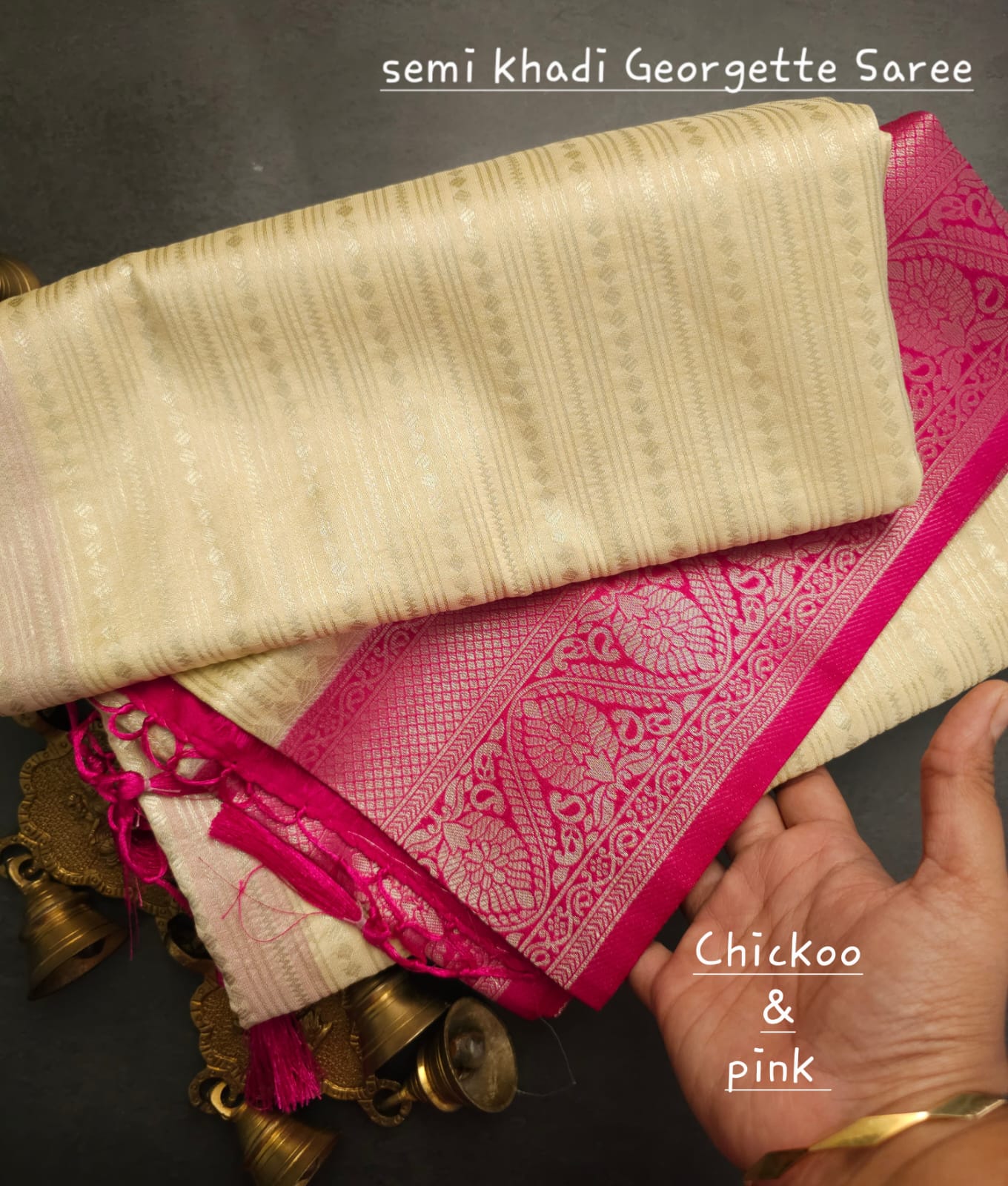 Semi khadi georgette with luckhnovi zari saree
