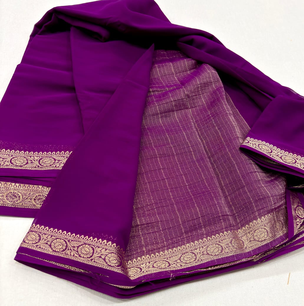 Semi Mysore Crape Silk Saree