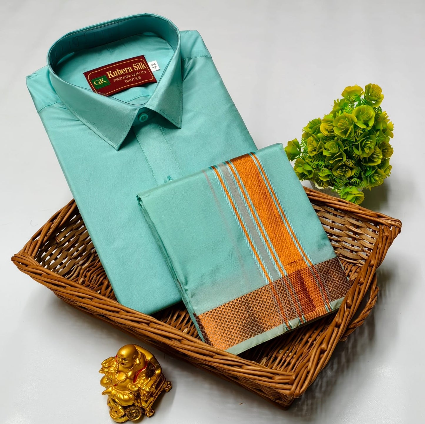 Sacred Style Semi Silk Matching Outfit for Father and Son