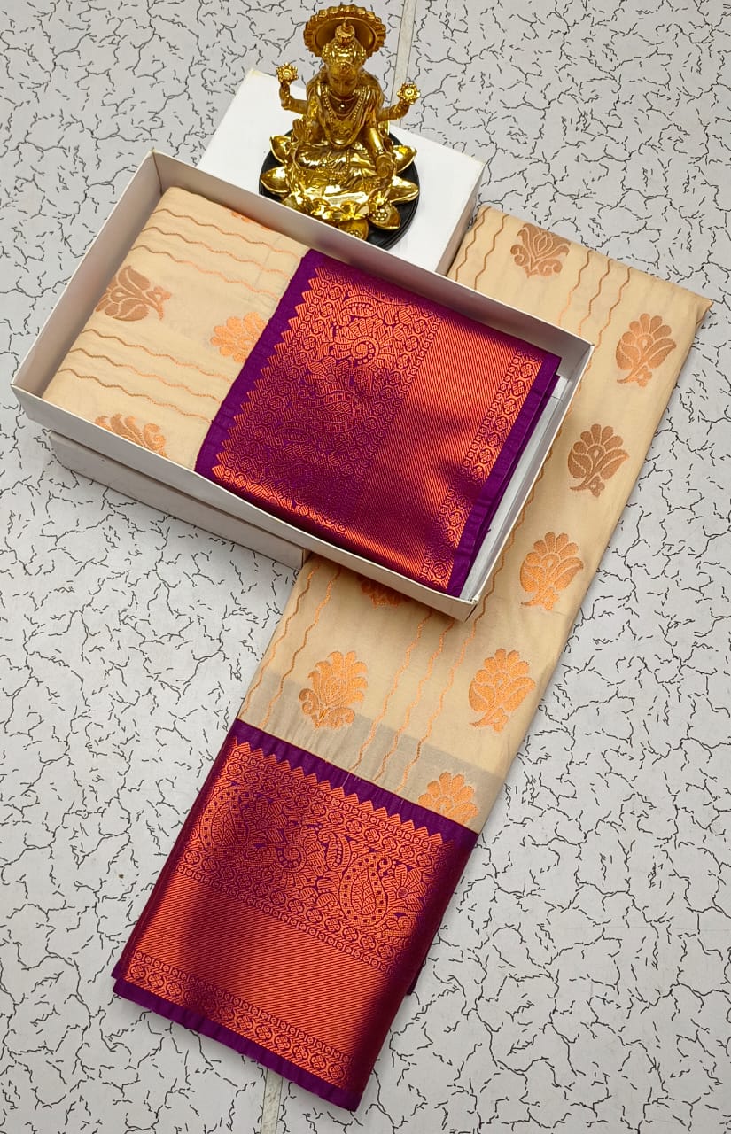 Traditional Semi Silk Saree with Zari Border