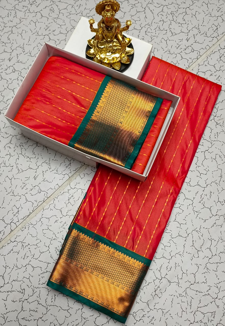 Traditional Semi Silk Saree with Zari Border