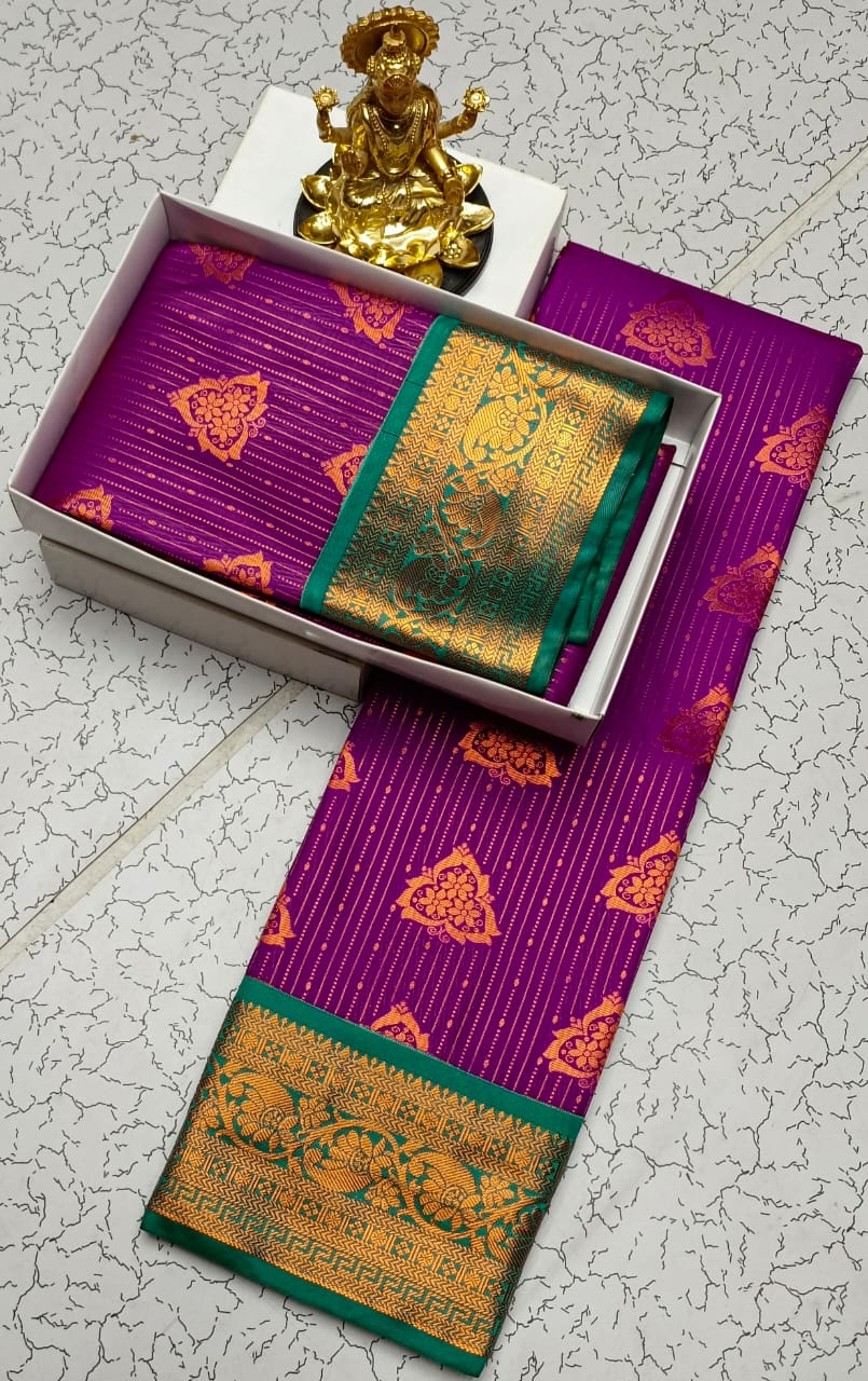 Traditional Semi Silk Saree with Zari Border