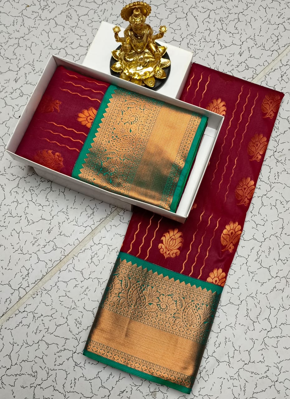 Traditional Semi Silk Saree with Zari Border