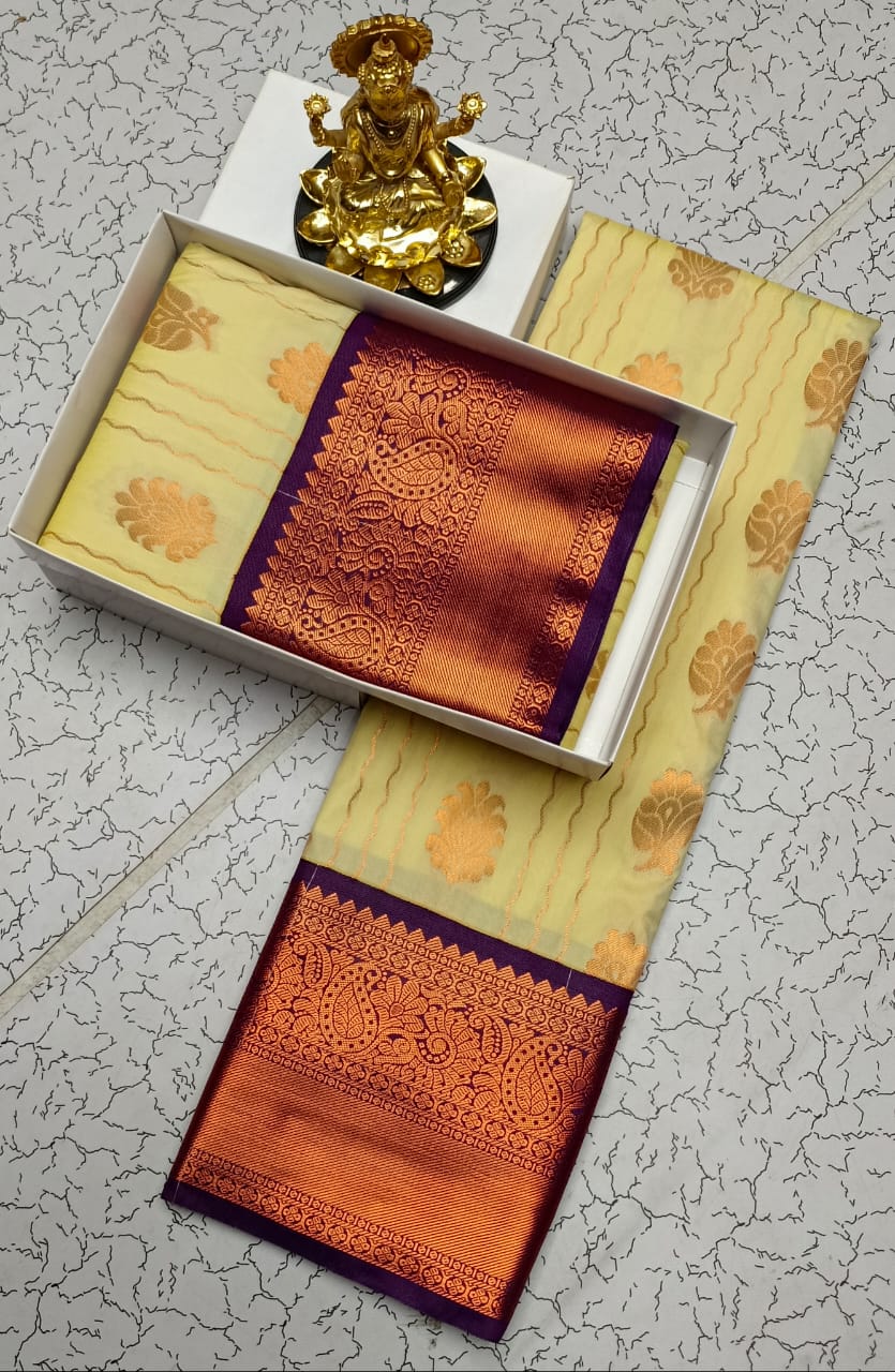 Traditional Semi Silk Saree with Zari Border