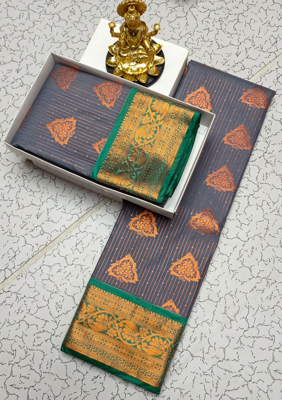 Traditional Semi Silk Saree with Zari Border