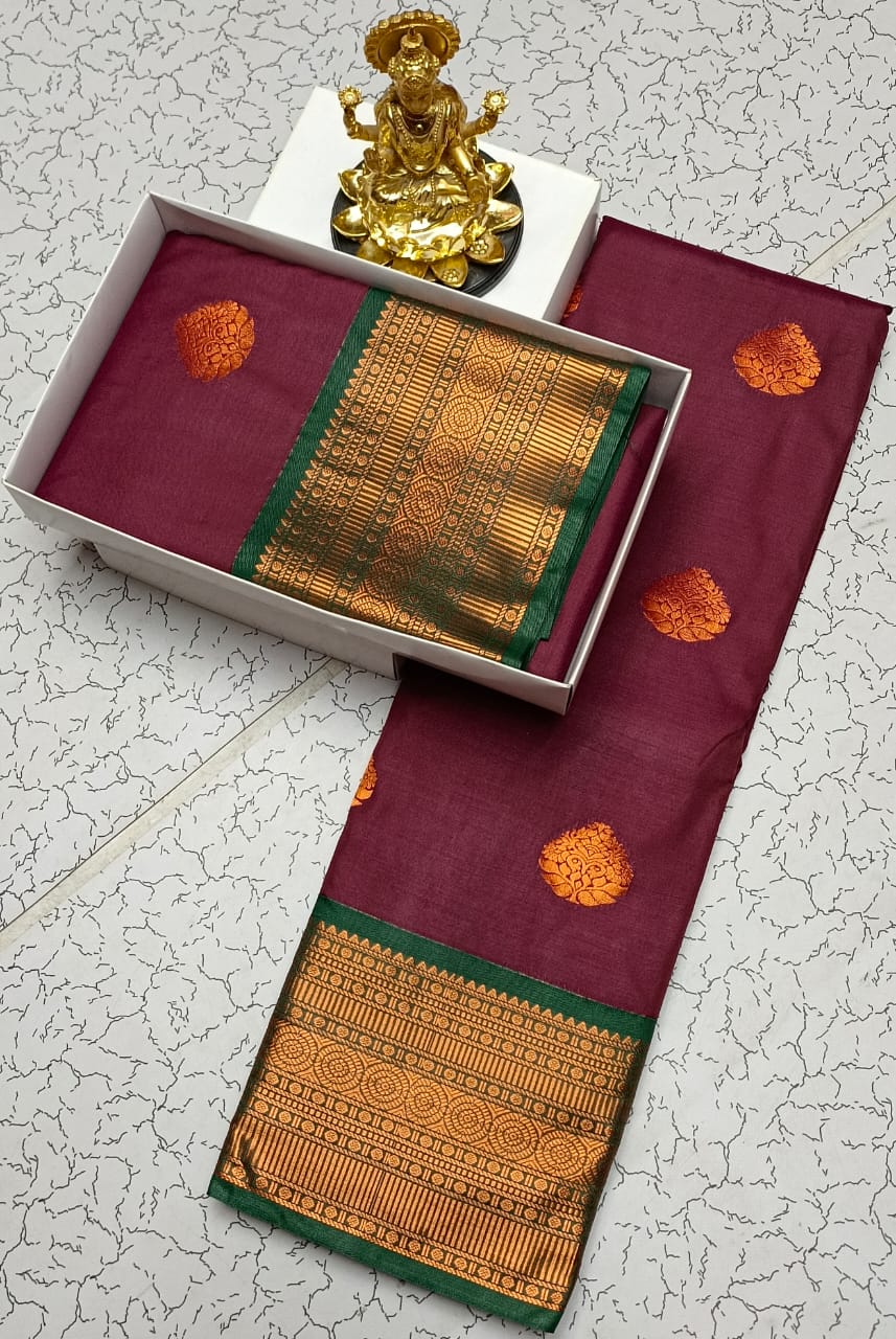 Traditional Semi Silk Saree with Zari Border
