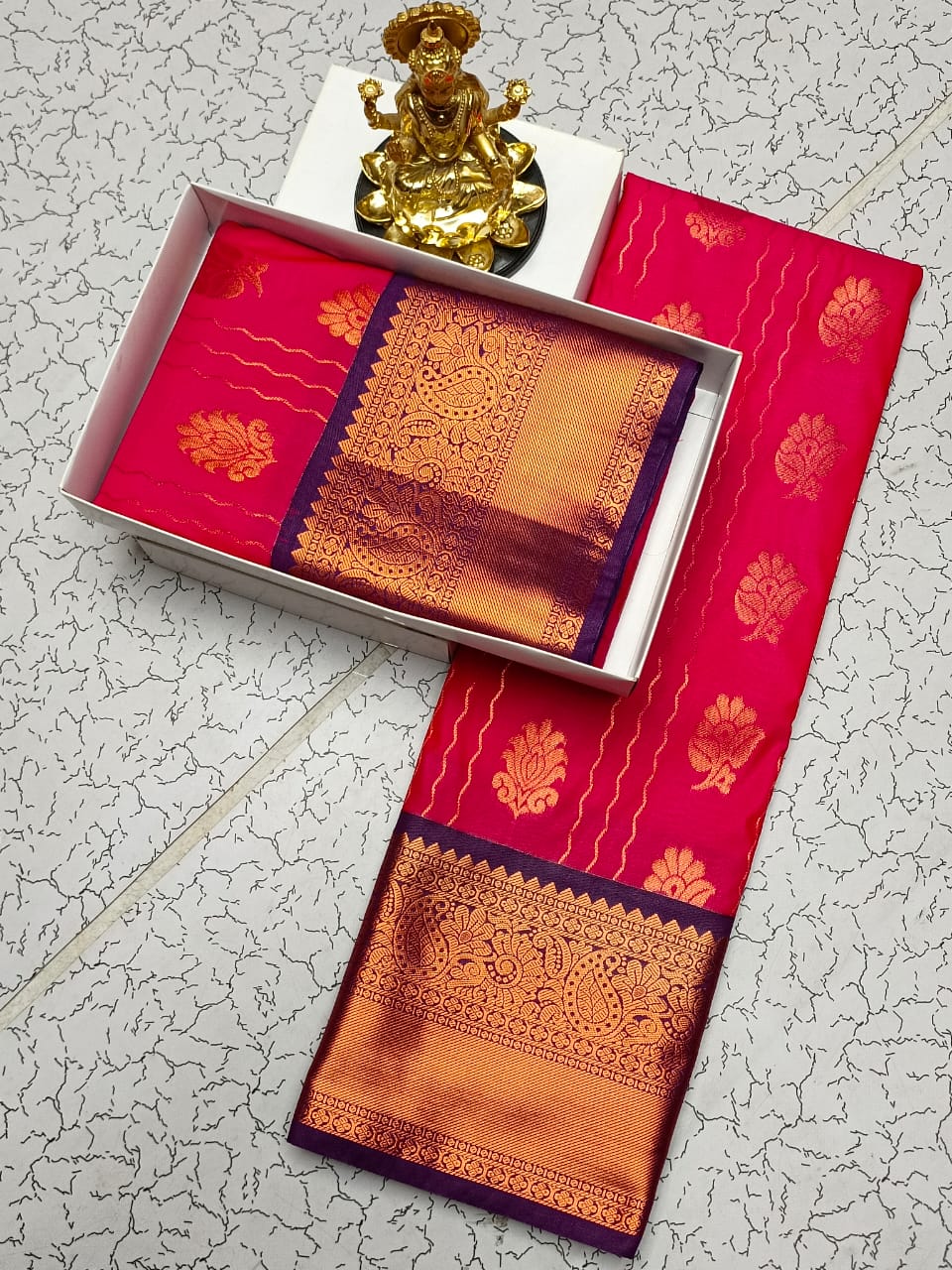 Traditional Semi Silk Saree with Zari Border