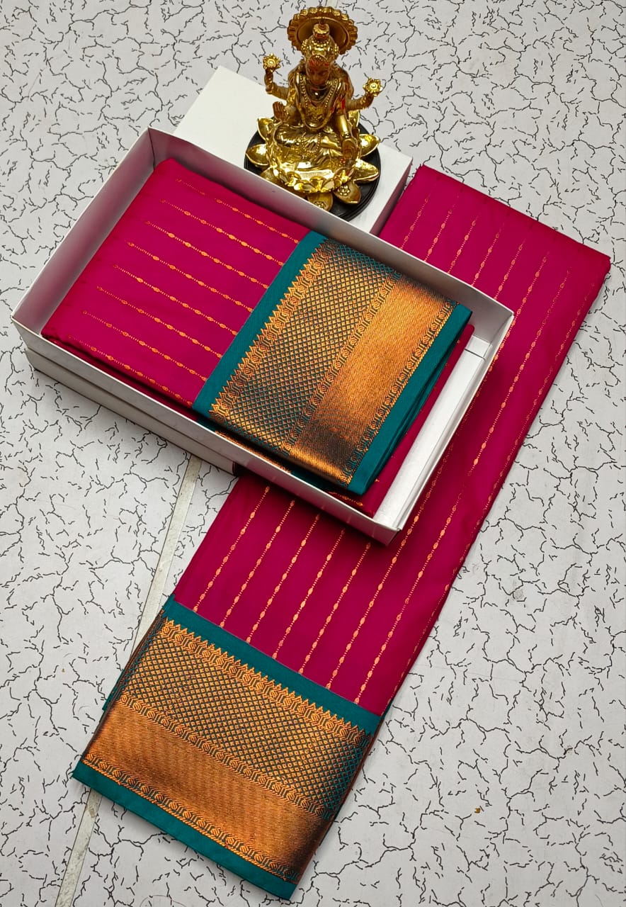 Traditional Semi Silk Saree with Zari Border