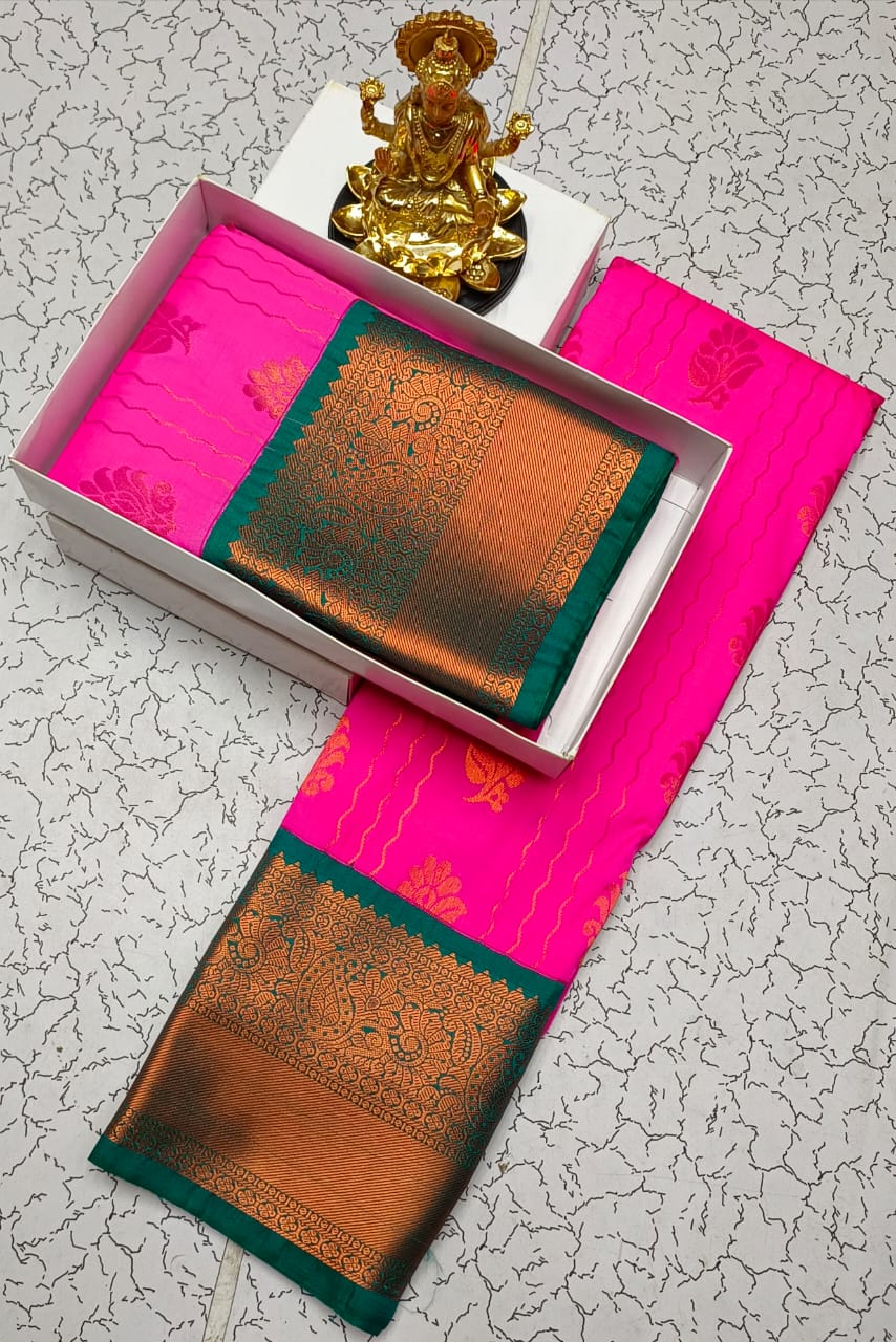 Traditional Semi Silk Saree with Zari Border