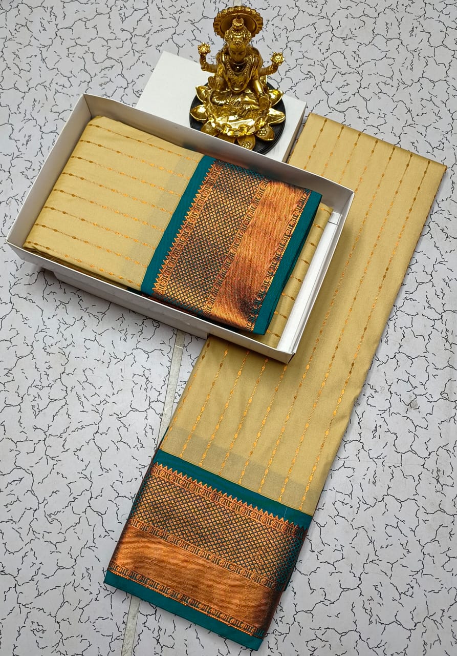 Traditional Semi Silk Saree with Zari Border
