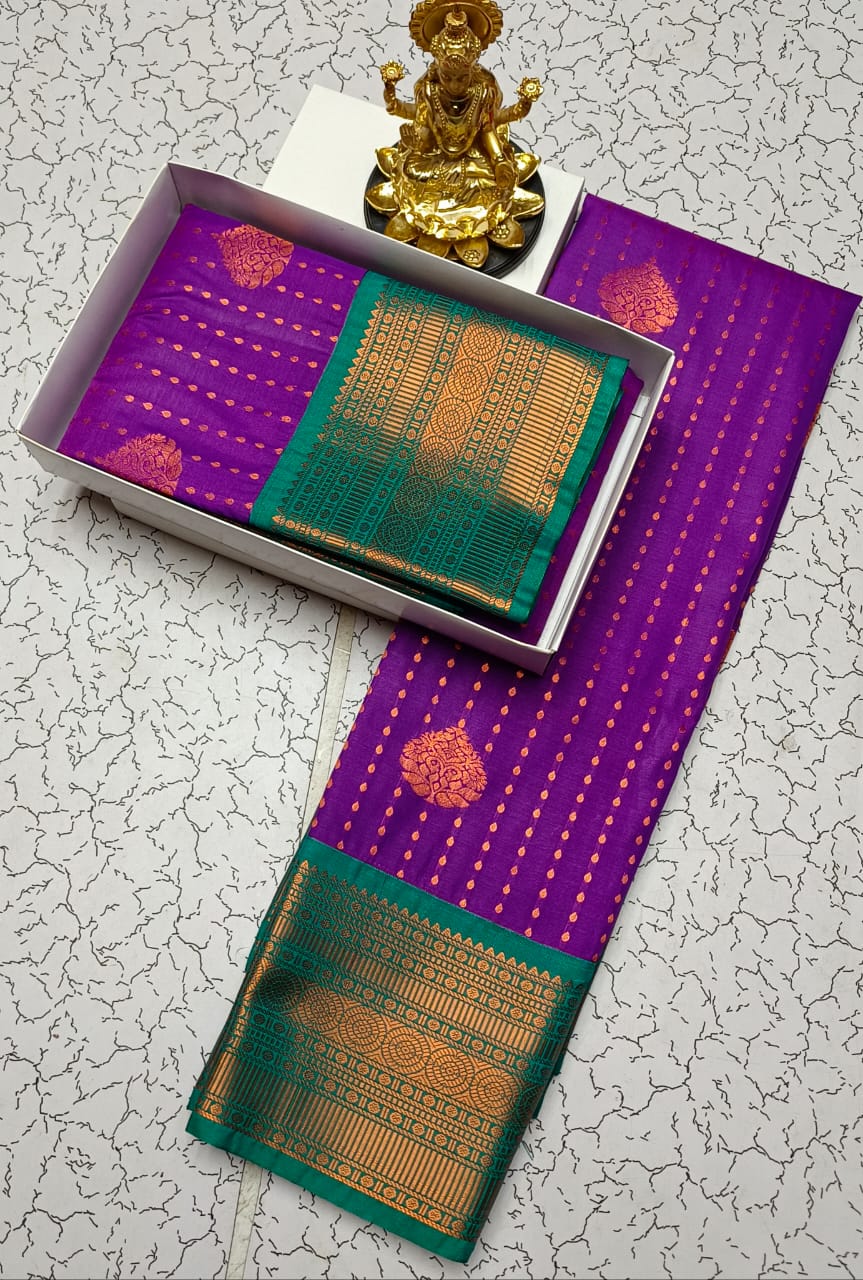Traditional Semi Silk Saree with Zari Border