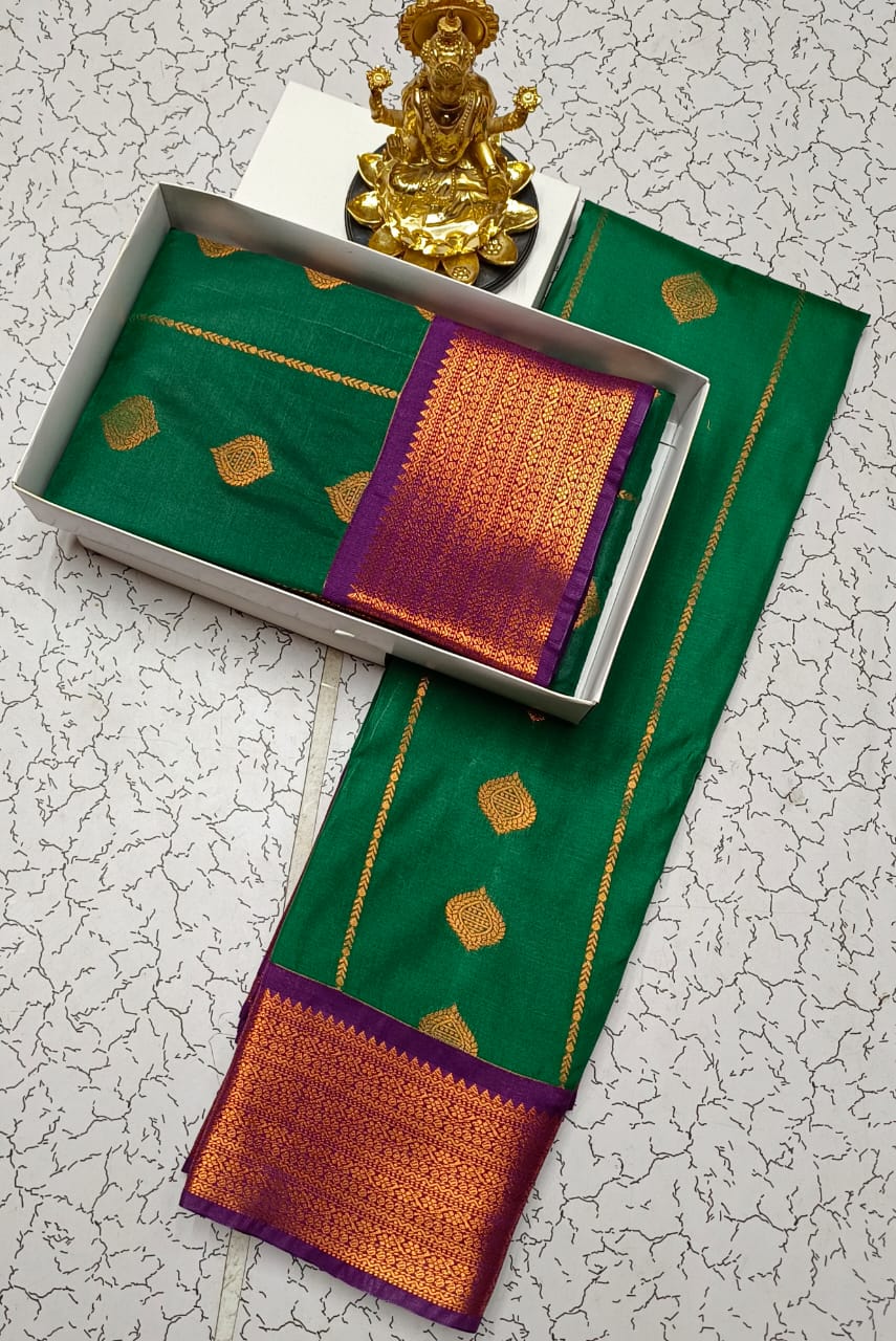 Traditional Semi Silk Saree with Zari Border