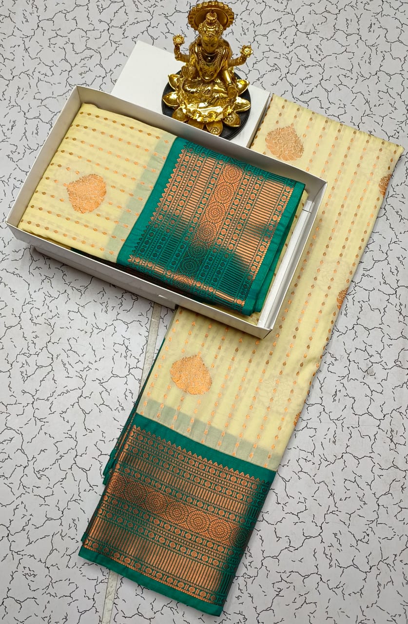 Traditional Semi Silk Saree with Zari Border
