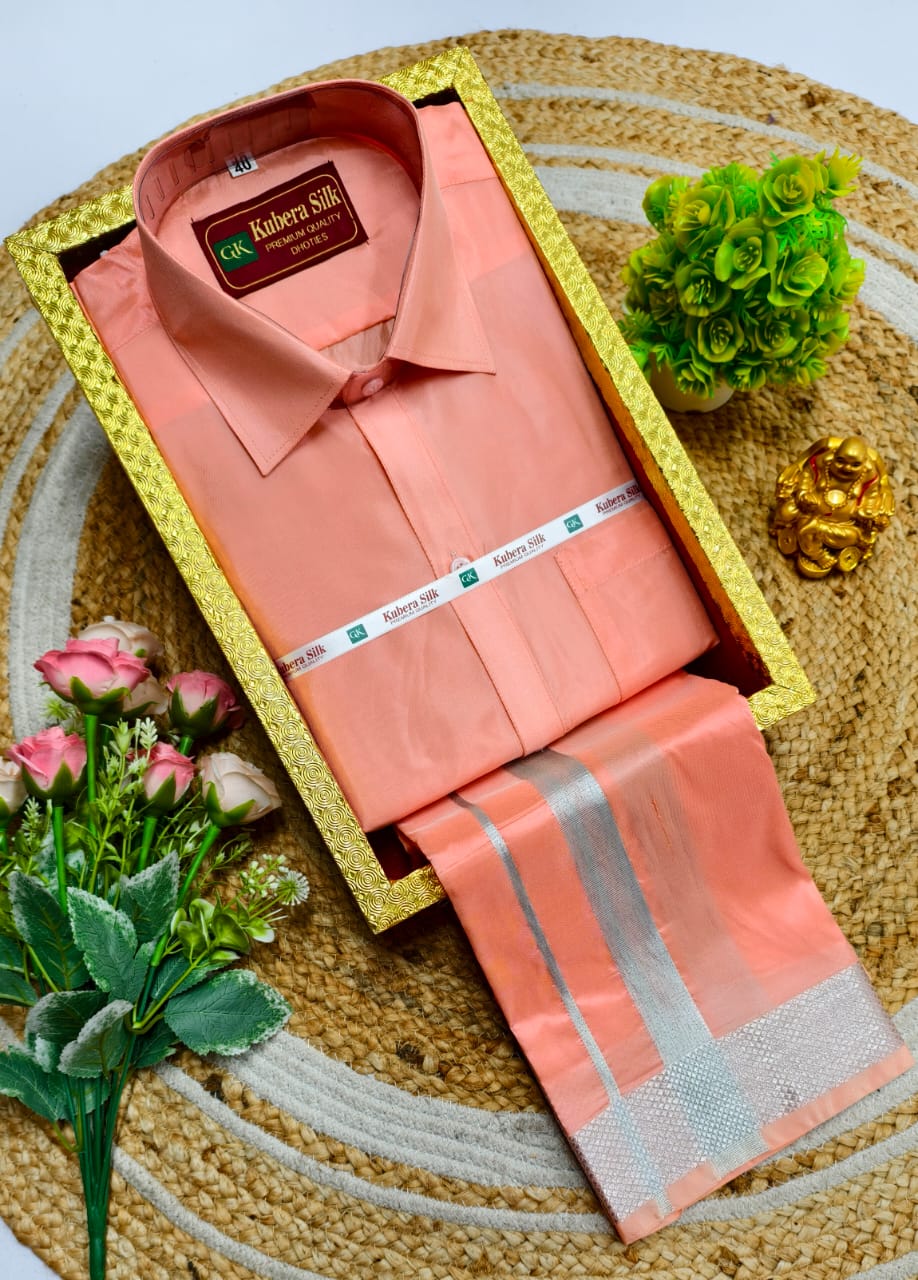 Semi-Silk Men's Adult Shirt and Dhoti Set