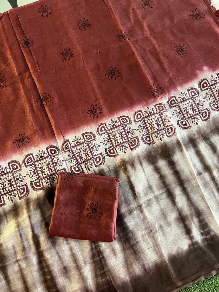 Shibori tie and dyed pure 120 count linen saree
