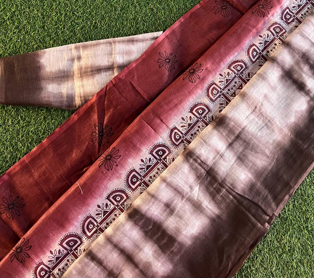 Shibori tie and dyed pure 120 count linen saree