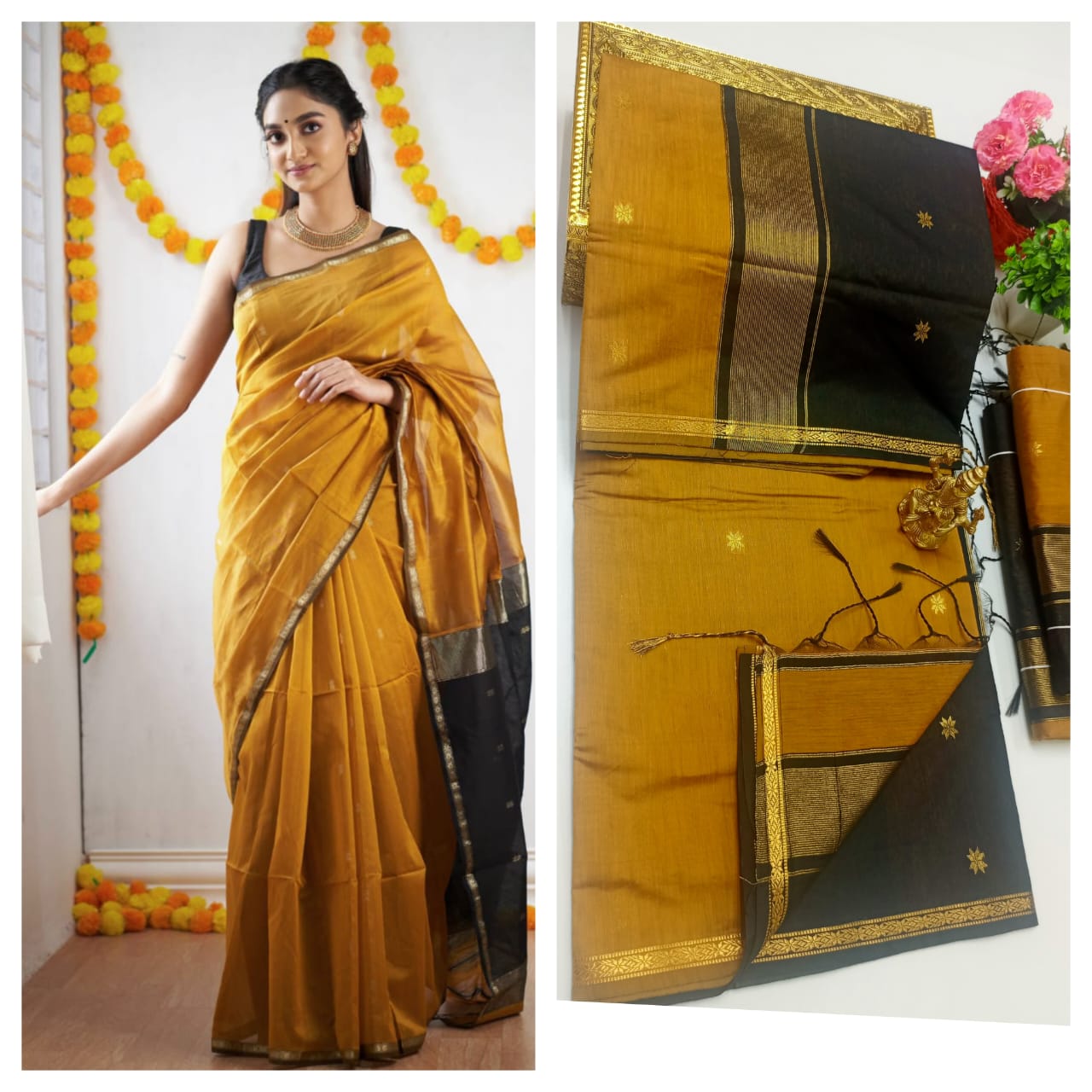 Maheswari-style Silk Cotton Saree