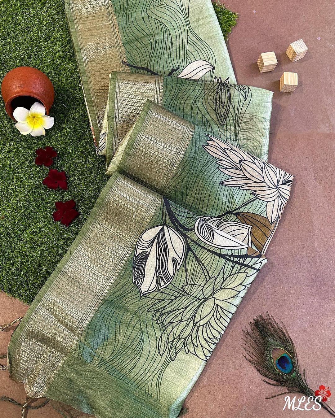 Soft flowy desi raw silk saree