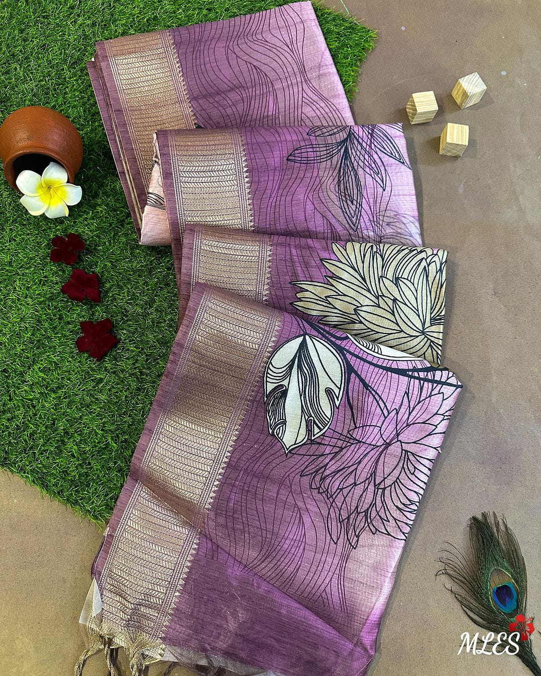 Soft flowy desi raw silk saree