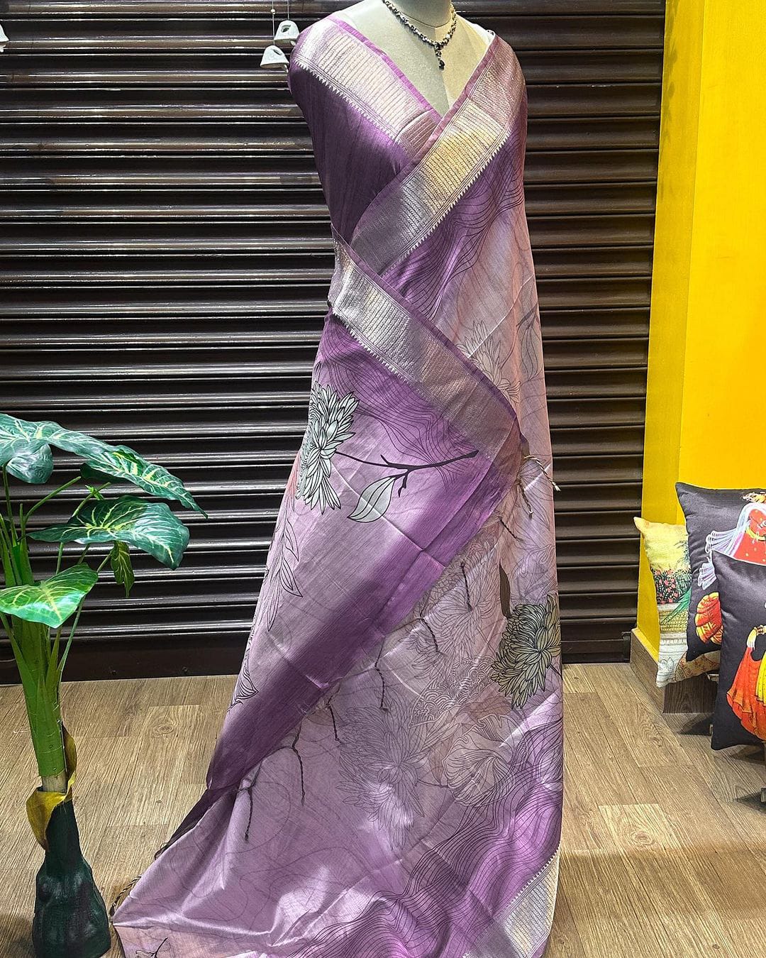 Soft flowy desi raw silk saree