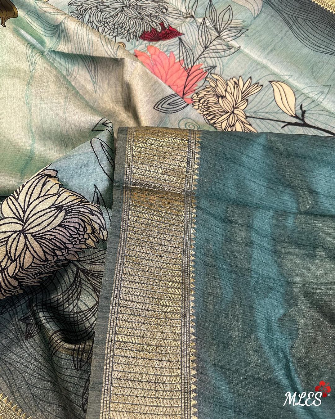 Soft flowy desi raw silk saree